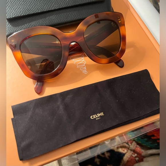 Celine Oversized Round Tortoise Shell Sunglasses CL4005 IN Blonde Orange Brown - Picture 11 of 14